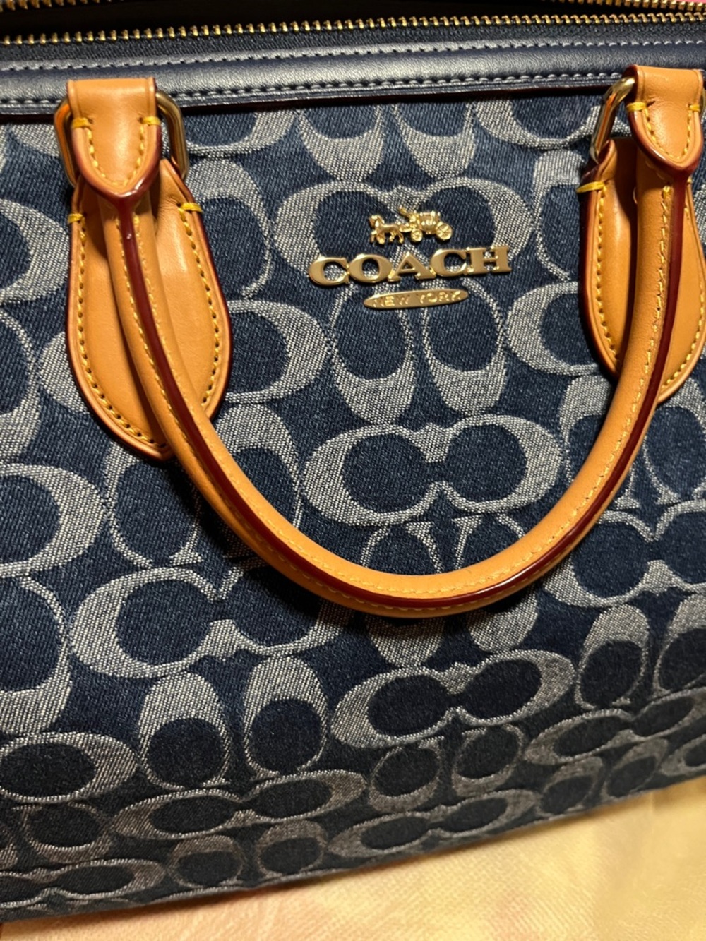 Coach Rowan Large Satchel Bag in Signature Denim Canvas - Picture 11 of 15